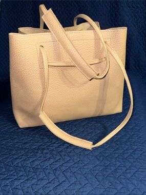 8 Other Reasons Genuine Leather Cream Pebbled Tote Bag NWOT Shoulder Purse